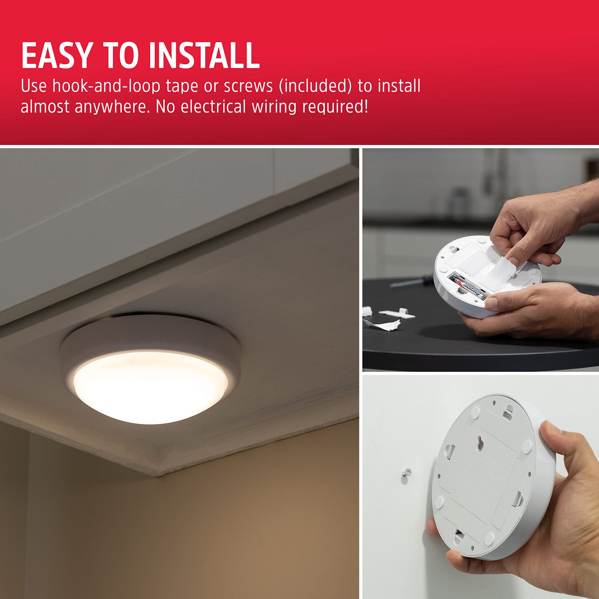 Energizer Battery-Operated LED Tap Lights | 4 Pack for Cabinets & Closets (AA Powered) 48958