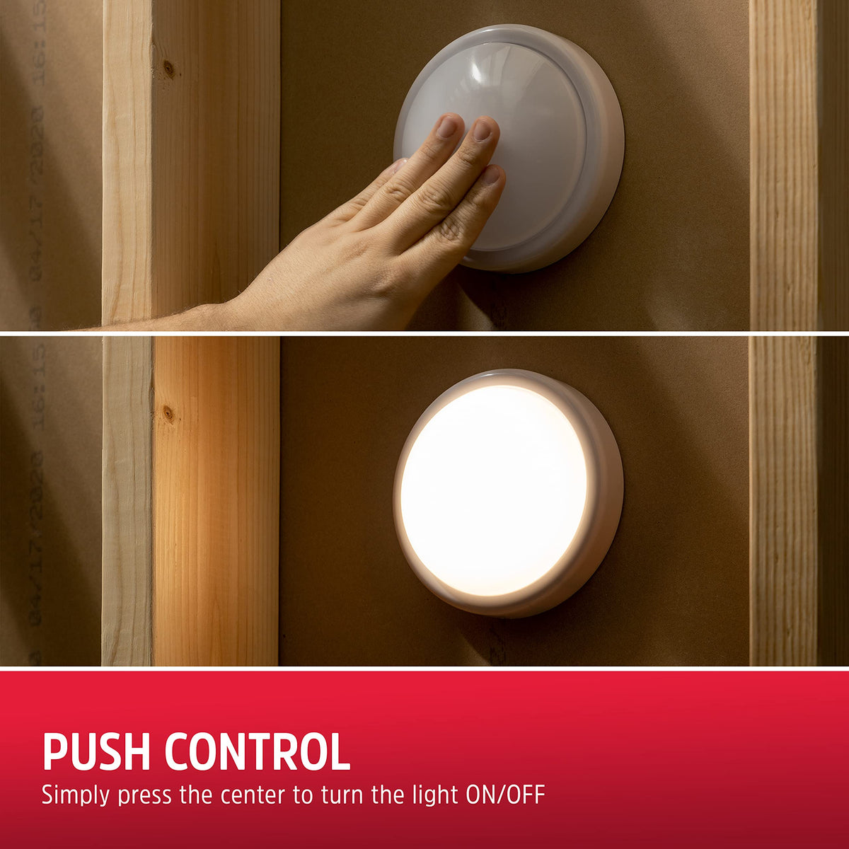 Energizer Battery-Operated LED Tap Lights | 4 Pack for Cabinets & Closets (AA Powered) 48958