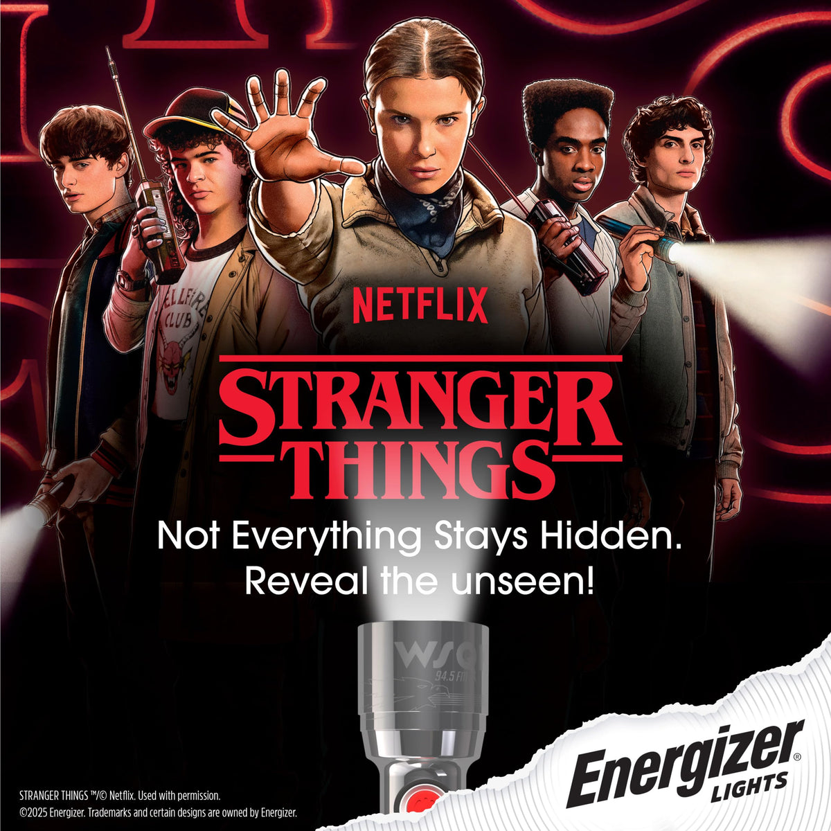 Energizer Stranger Things Squawk Retro LED Flashlight – 250 Lumens, UV Mode, IPX4