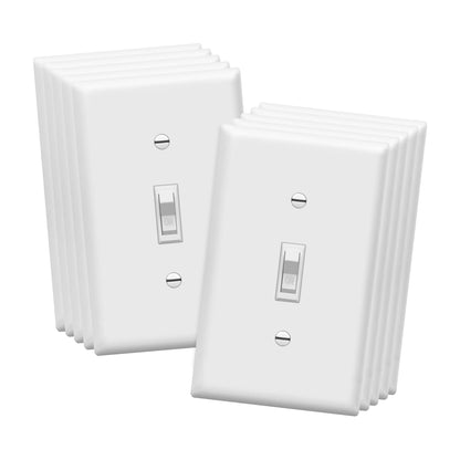 ENERLITES Toggle Light Wall Plate Bundle - 15A 120-277V Single Pole Switch, White, 10 Pack