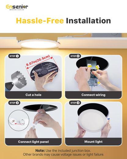 Ensenior 6 Pack 8-Inch Dimmable LED Recessed Lights | 2700K-5000K 5CCT, 1600LM