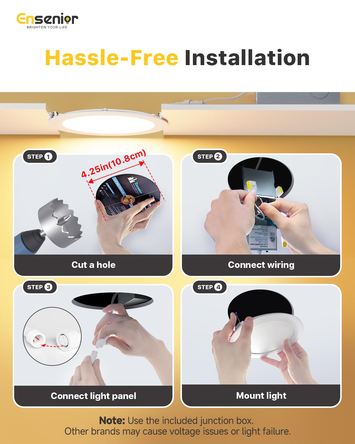 Ensenior 24-Pack 4-Inch LED Recessed Downlight | Dimmable 2700K-5000K, 750LM, IC Rated