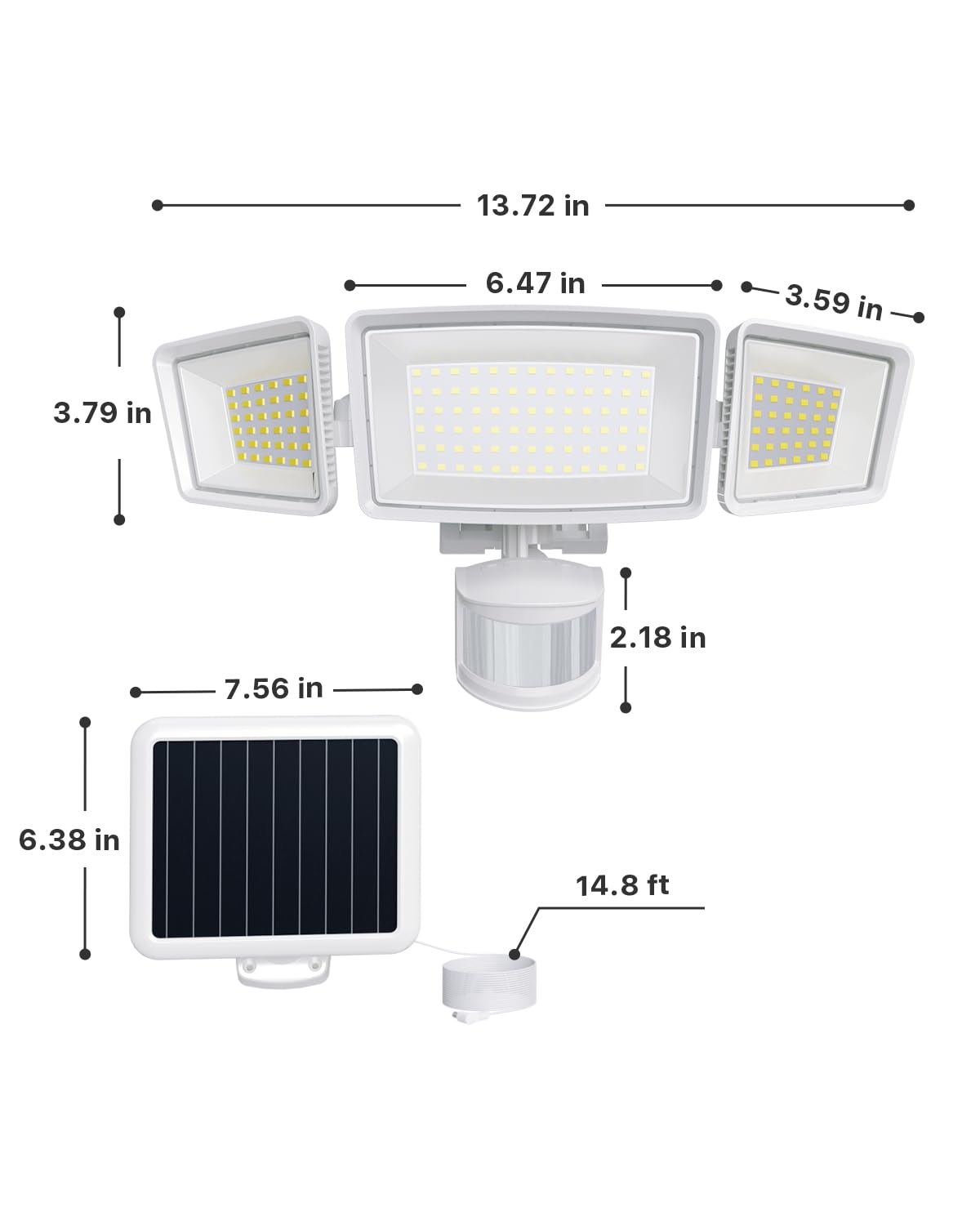 Ensenior Solar Security Lights – 1800LM Flood Lights, 6500K, 2-Pack, Motion Sensor, IP65