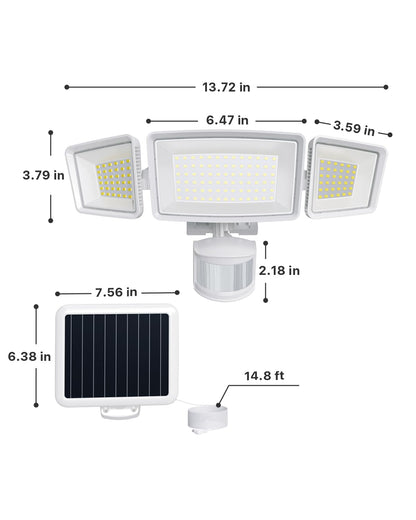 Ensenior Solar Security Lights – 1800LM Flood Lights, 6500K, 2-Pack, Motion Sensor, IP65