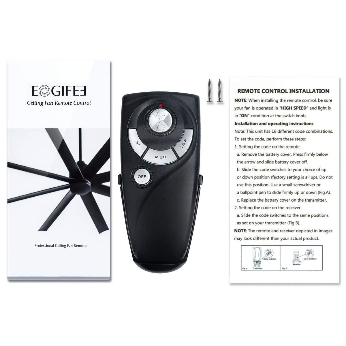 Eogifee UC7083T Ceiling Fan Remote Transmitter — Hampton Bay Replacement