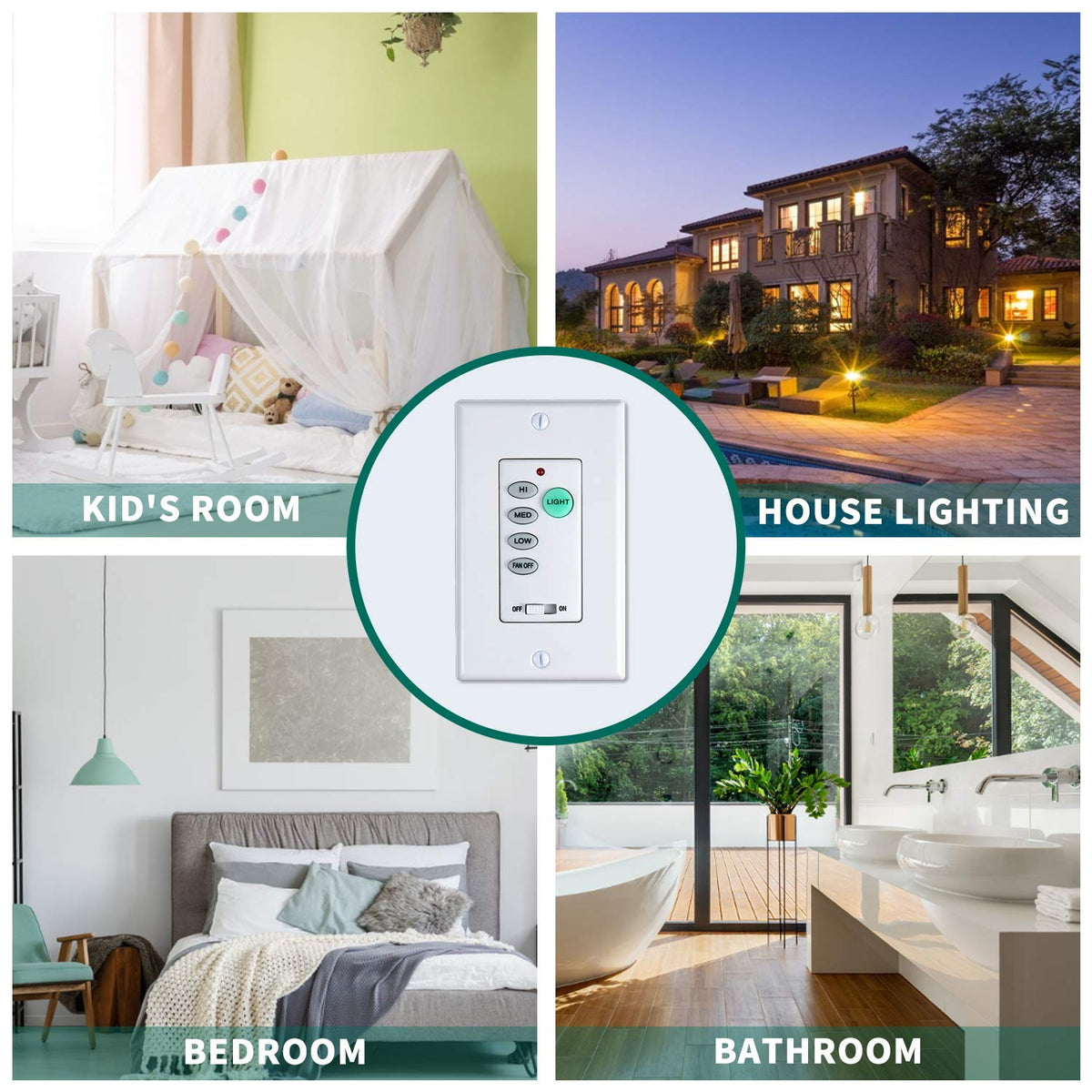 Eogifee UC9050T 3-Speed Ceiling Fan Wall Control + Dimmer