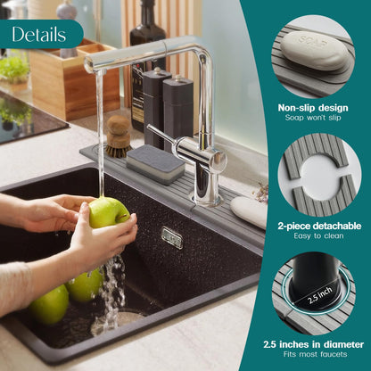 eormoe 30-Inch Kitchen Faucet Absorbent Mat | Diatomaceous Earth Splash Guard | Grey