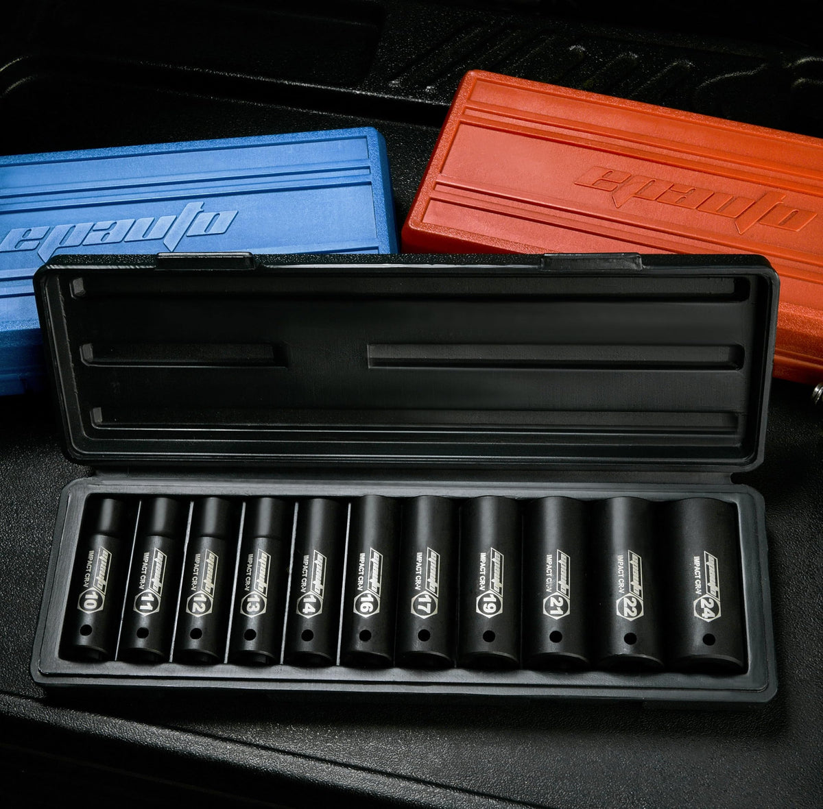 EPAuto 1/2-Inch Drive Deep Impact Socket Set, 11 Metric Cr-V, 6-Point