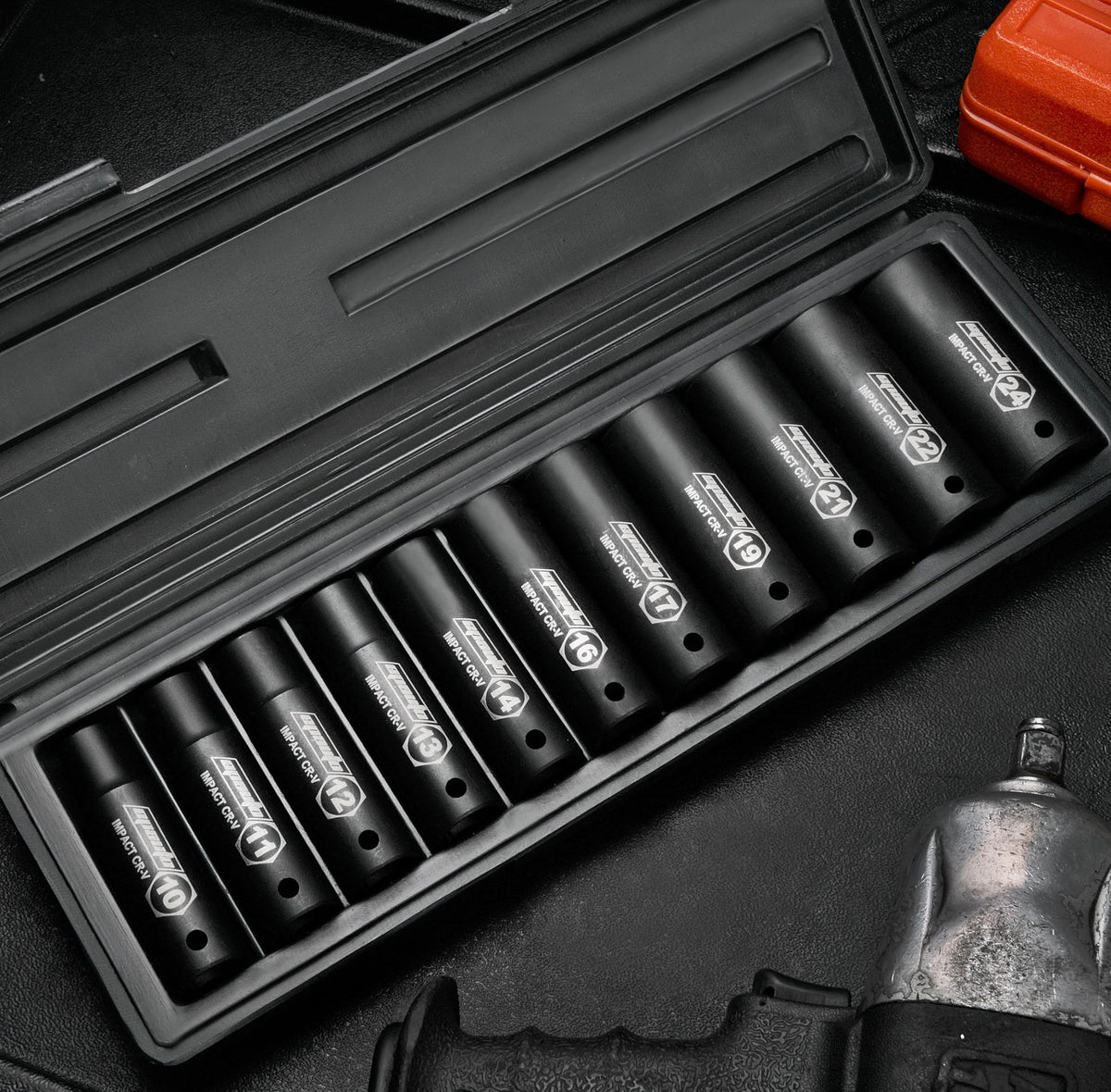 EPAuto 1/2-Inch Drive Deep Impact Socket Set, 11 Metric Cr-V, 6-Point