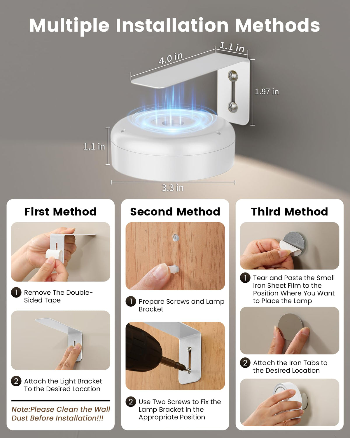 ERMTCTS Picture Lights for Wall – Wireless 2000mAh LED Puck Lights (3 Pack)
