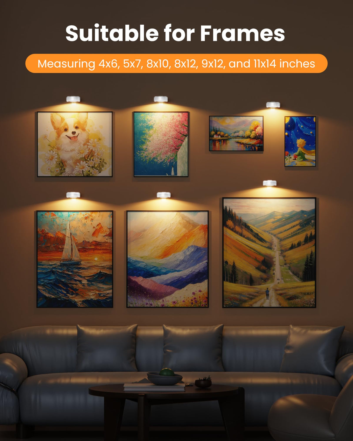 ERMTCTS Picture Lights for Wall – Wireless 2000mAh LED Puck Lights (3 Pack)