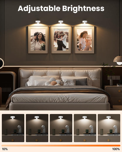 ERMTCTS Picture Lights for Wall – Wireless 2000mAh LED Puck Lights (3 Pack)
