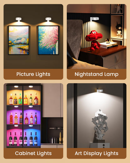 ERMTCTS Picture Lights for Wall – Wireless 2000mAh LED Puck Lights (3 Pack)