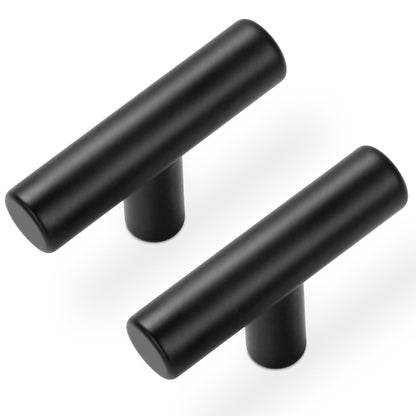 Estmoon 30-Pack Cabinet Knobs Matte Black 2-Inch Stainless Steel T-Bar
