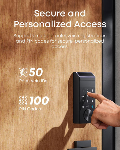 eufy Security Smart Lock E34 – Palm Vein Recognition, Keyless Front Door Lock, Wi‑Fi, IP65