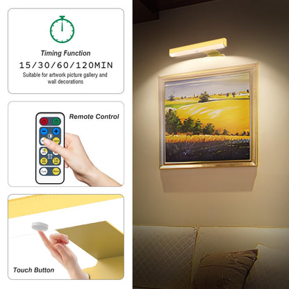 EUIOKUN 4Pack Wireless Picture Light – Battery-Operated Wall Sconces with Remote, 3 Color Temp & Dimmable, Gold