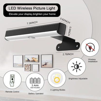 EUIOKUN 2-Pack Battery Powered Picture Light – Wireless Remote, Dimmable Wall Lights for Paintings