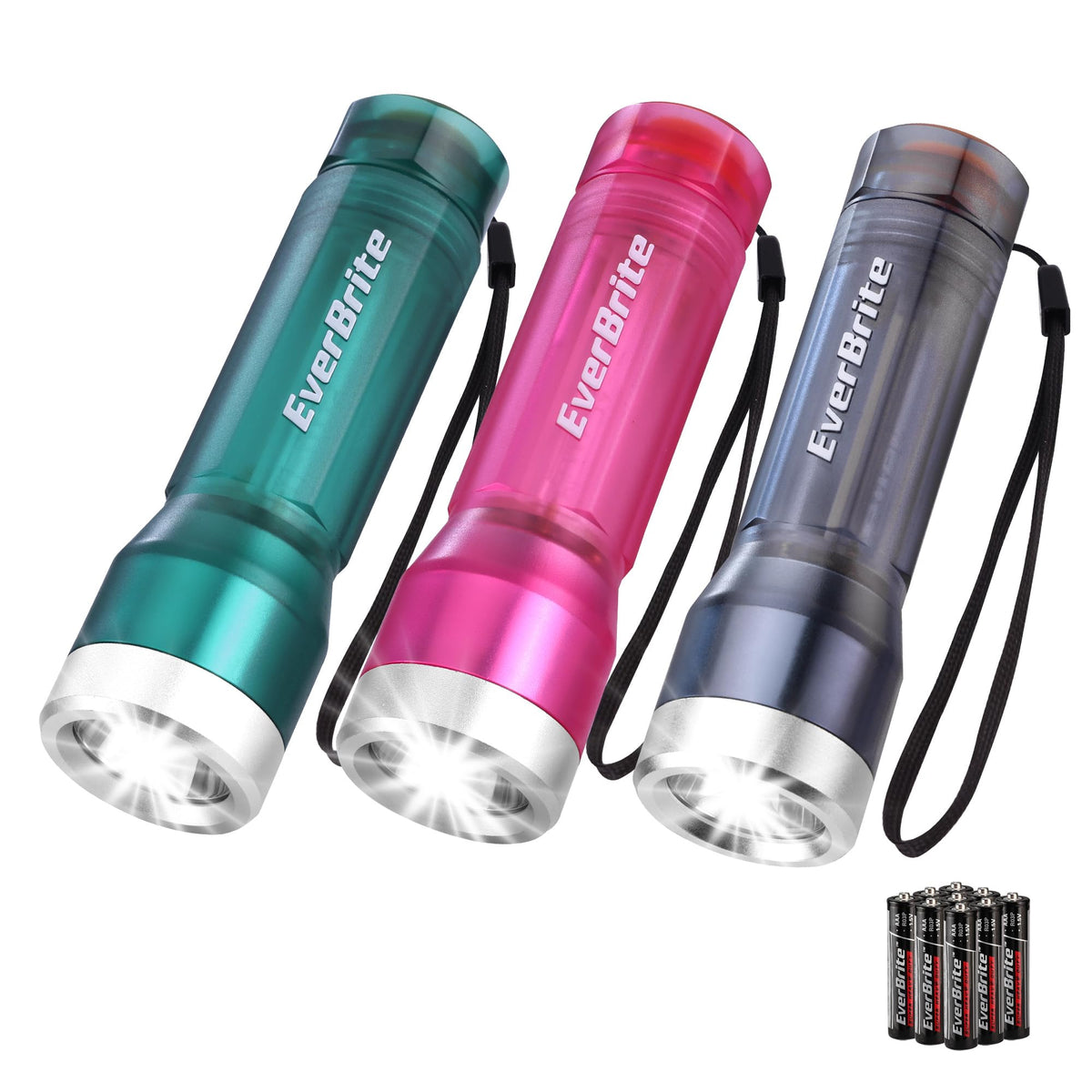 EverBrite 3-Pack Small Flashlight | Compact LED with 3 Modes IP54 Water-Resistant 3 AAA Included