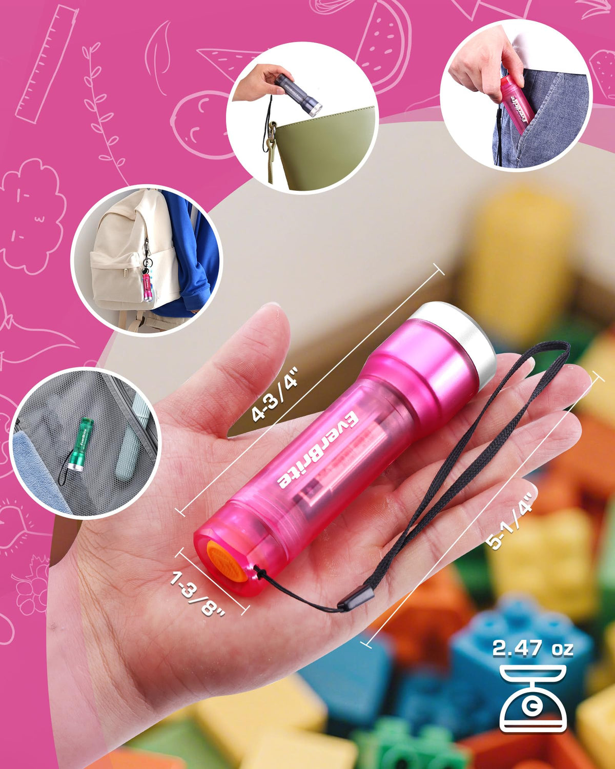 EverBrite 3-Pack Small Flashlight | Compact LED with 3 Modes IP54 Water-Resistant 3 AAA Included