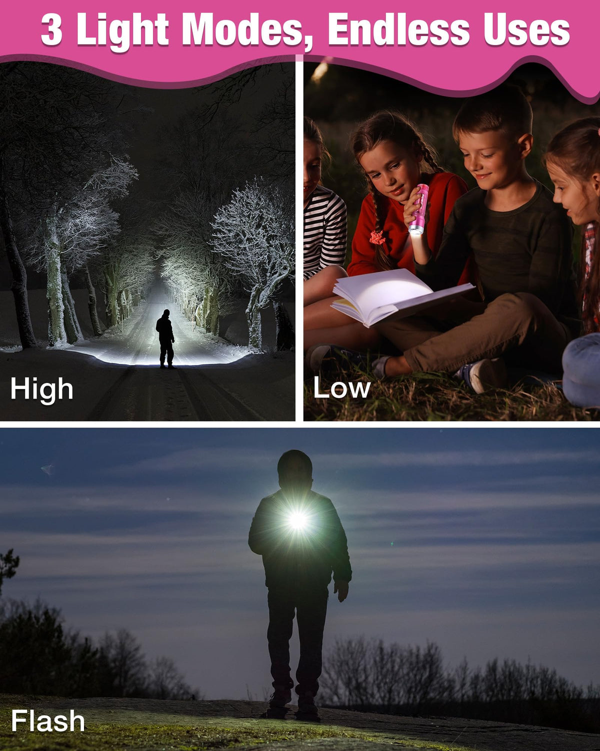 EverBrite 3-Pack Small Flashlight | Compact LED with 3 Modes IP54 Water-Resistant 3 AAA Included