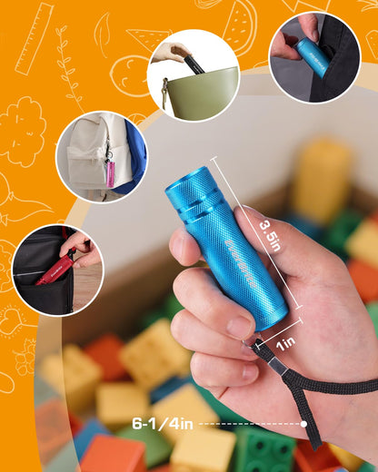EverBrite 6-Pack Mini Flashlight Set | Aluminum LED Handheld Torches with Lanyard – 18 AAA Batteries Included