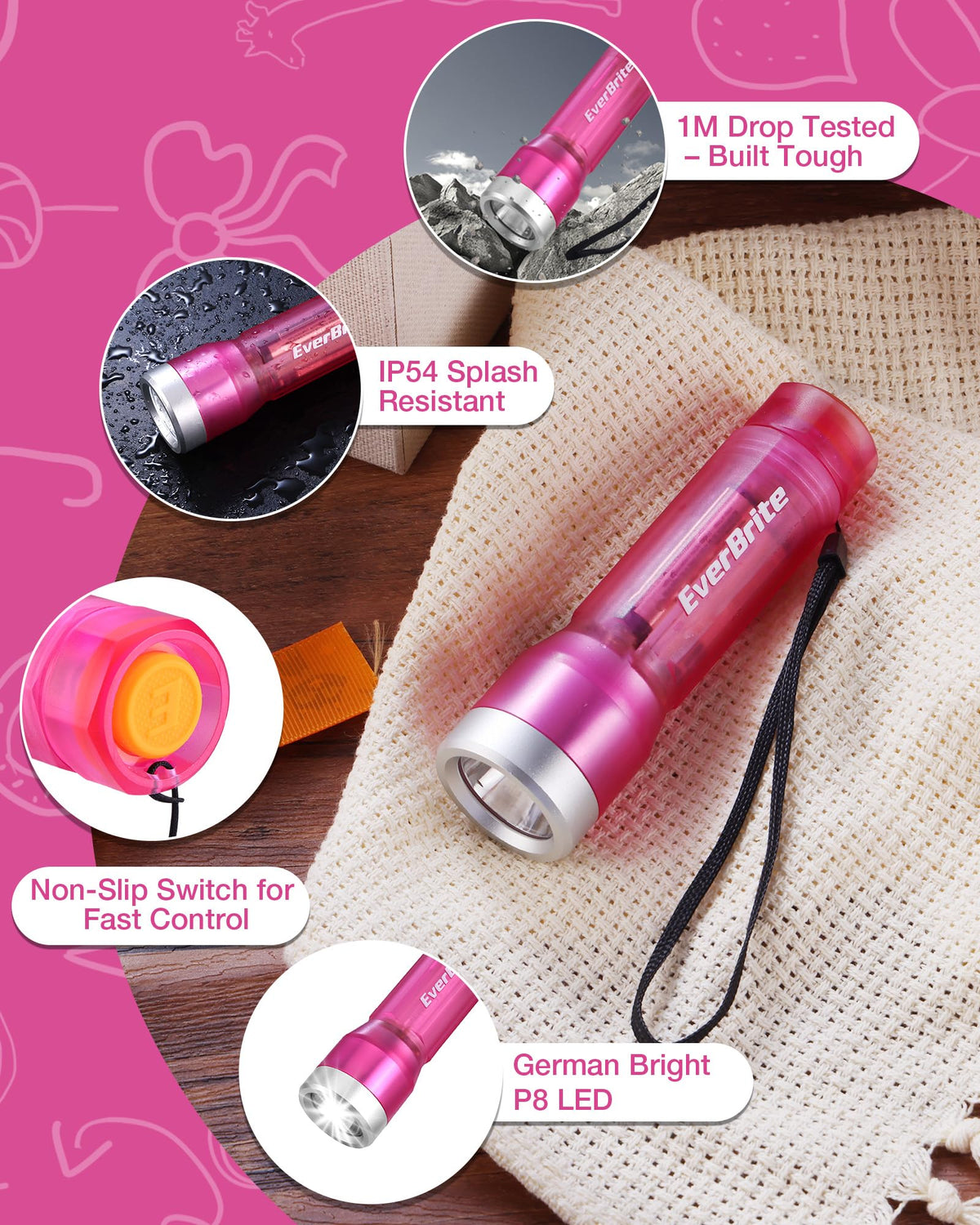 EverBrite 3-Pack Small Flashlight | Compact LED with 3 Modes IP54 Water-Resistant 3 AAA Included