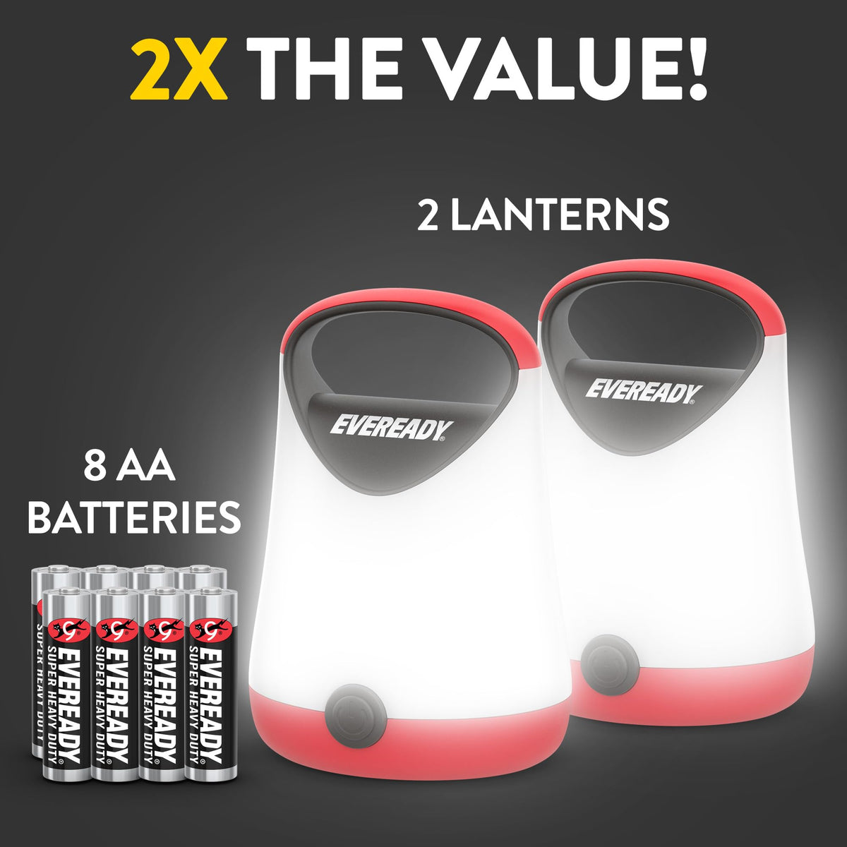 Eveready LED Camping Lantern X-250 (2-Pack) – GPAL411 Compact Lanterns, IPX4, 100-Hour Run-time