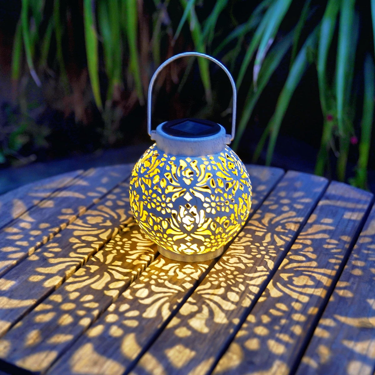 EXCMARK 2-Pack Outdoor Solar Hanging Lanterns – Rustic Metal, Wireless