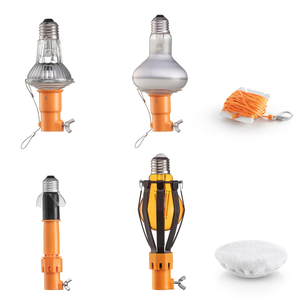 EXTEND-A-REACH Light Bulb Changer Attachment Kit — Universal Pole Mount, Suction Cups & Basket