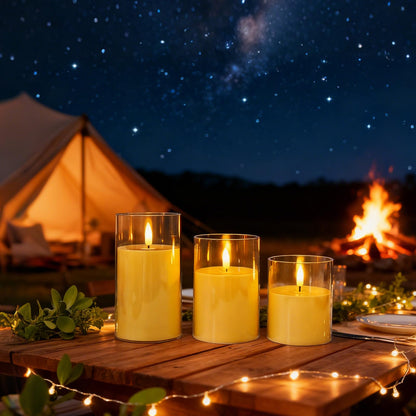 Eynshoo 3-Pack Rechargeable Flameless Candles with Remote & Timer – Yellow