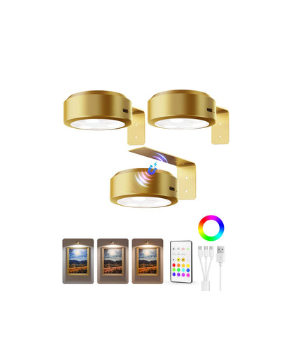 EZVALO Picture Lights for Wall – 3 Color Temps, 12 RGB, 2000mAh, 3-Pack