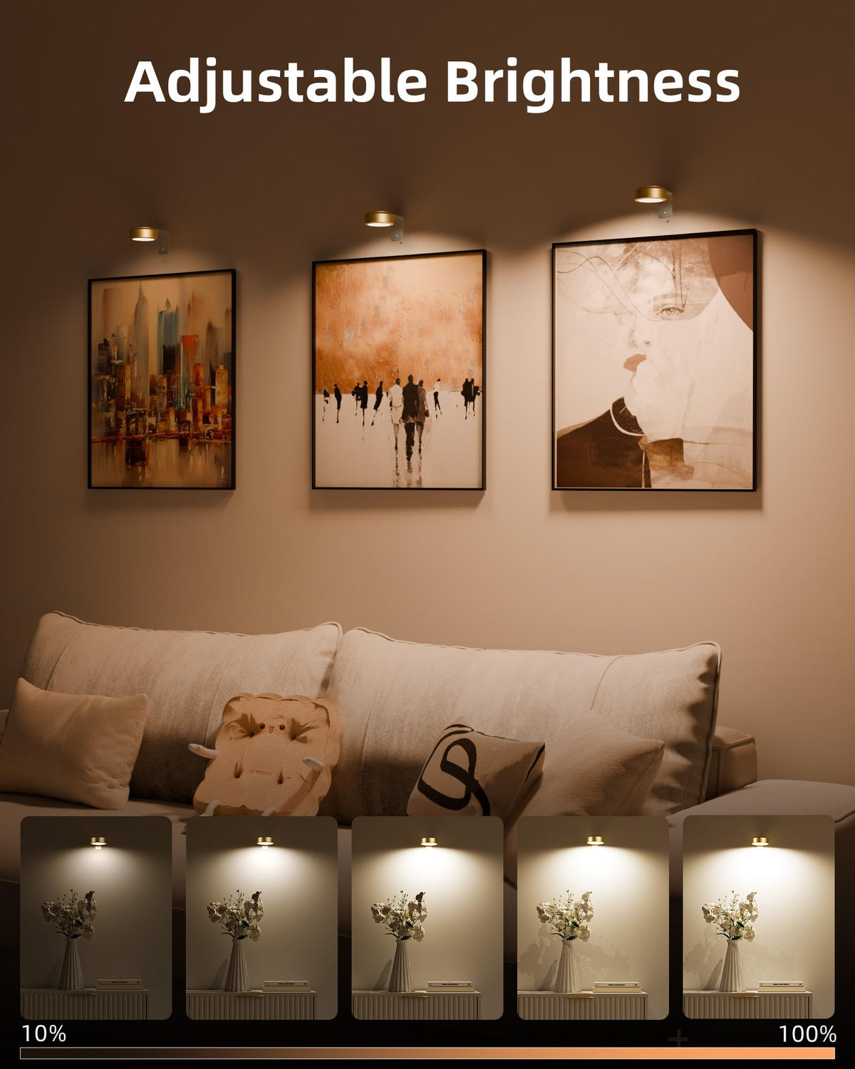 EZVALO Picture Lights for Wall – 3 Color Temps, 12 RGB, 2000mAh, 3-Pack
