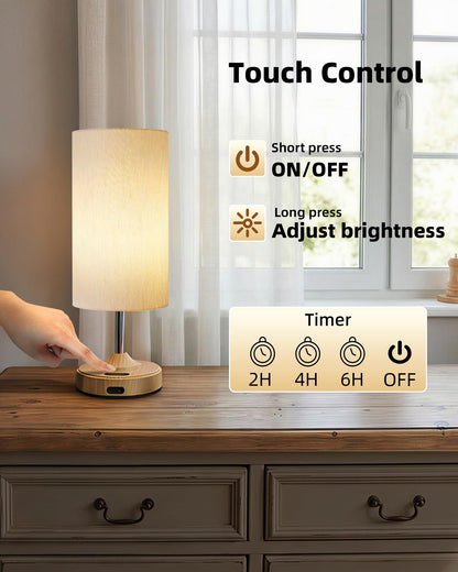 EZVALO Cordless Table Lamp — Dimmable Ambient 2700K Light, Touch Control, Timer, USB-C Rechargeable