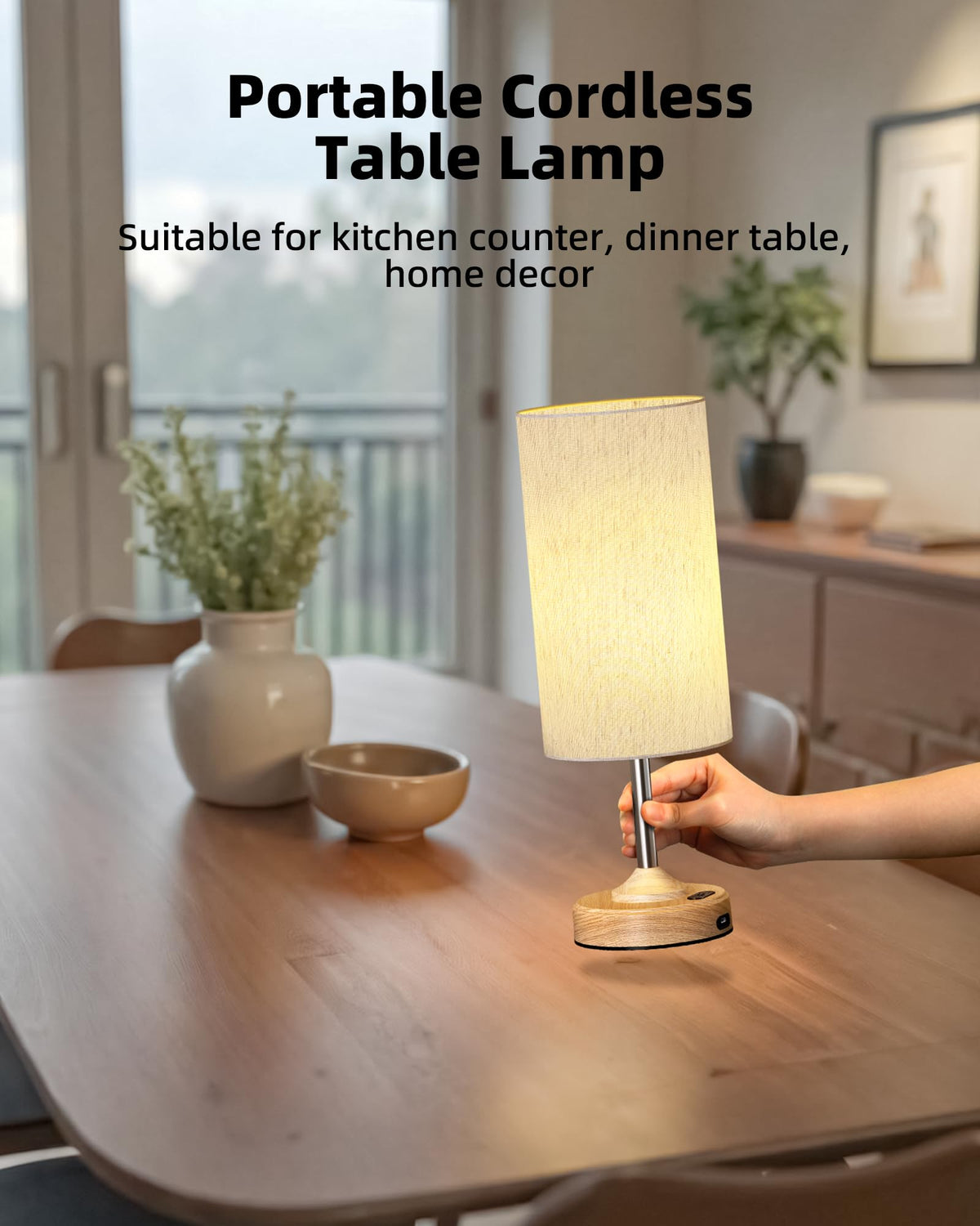 EZVALO Cordless Table Lamp — Dimmable Ambient 2700K Light, Touch Control, Timer, USB-C Rechargeable