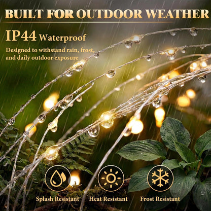 Fairdeer Solar Firework Lights 2-Pack — 120 LED Starburst, 8 Modes, IP65 Waterproof Garden Decor