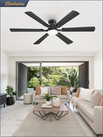 Fanbulous 60-Inch Ceiling Fan with Lights, App & Remote, Flush Mount – Dimmable LED 3000–6000K