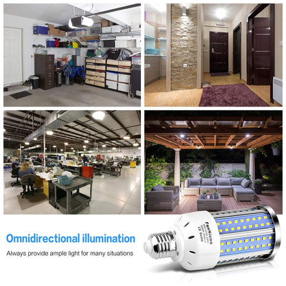 FanNicoo 2-Pack LED Corn Light Bulbs – 200W Equivalent, Up to 6000 Lumens, 6500K Daylight, E26/E27