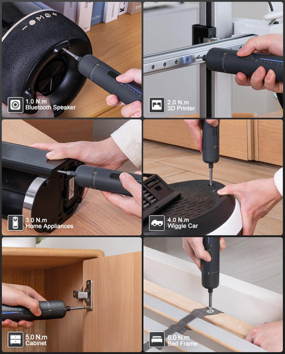 Fanttik S2 Pro Electric Screwdriver – 7 Torque Settings, 0.5–6 N m, 20 Bits, 90° Adapter