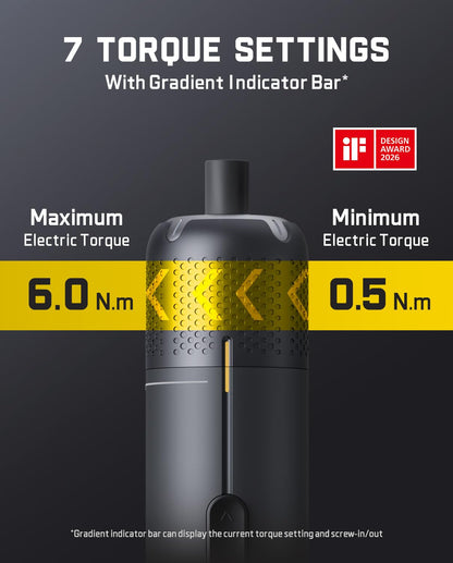 Fanttik S2 Pro Electric Screwdriver – 7 Torque Settings, 0.5–6 N m, 20 Bits, 90° Adapter