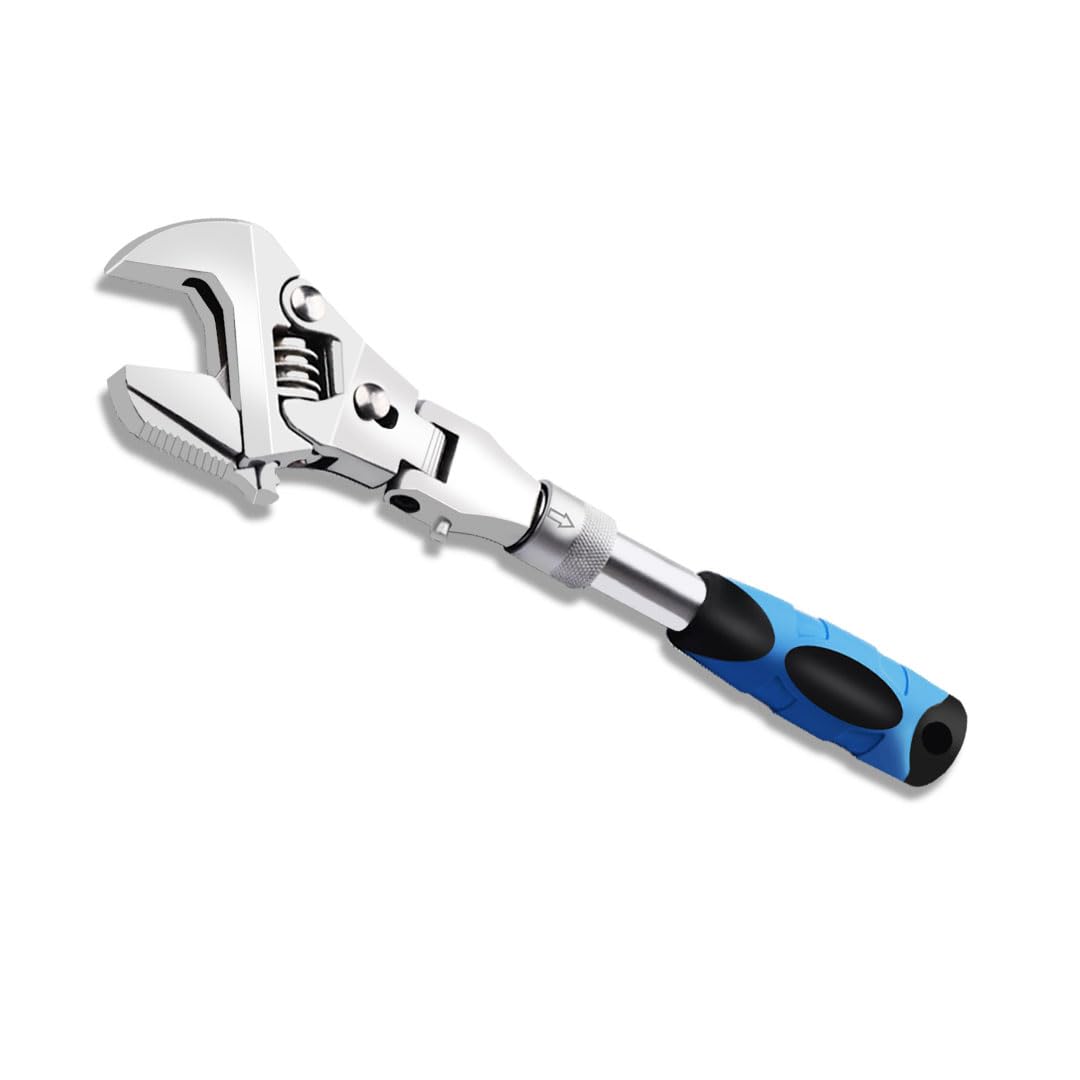 Faxhool Flex Head Adjustable Wrench – 10–12.4 in, 180° Rotatable, Ratcheting Crescent
