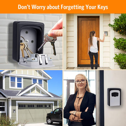 Fayleeko Key Lock Box Wall Mounted — 4-Digit Combo, 5-Key Capacity (Black)