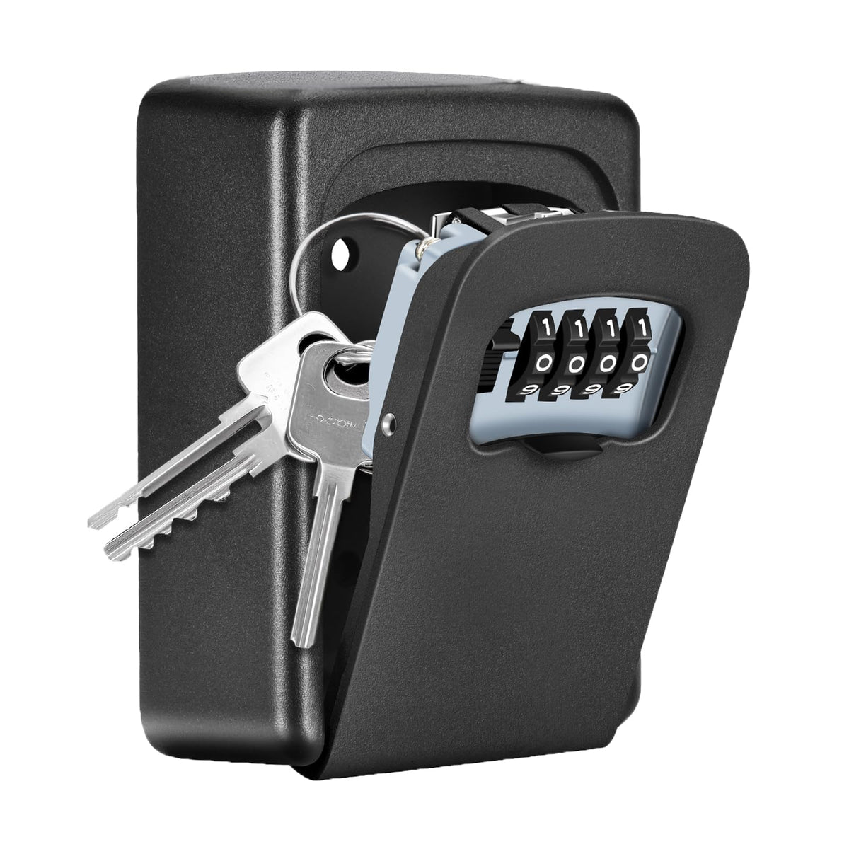 Fayleeko Key Lock Box Wall Mounted — 4-Digit Combo, 5-Key Capacity (Black)