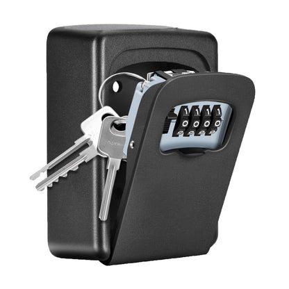 Fayleeko Key Lock Box Wall Mounted — 4-Digit Combo, 5-Key Capacity (Black)