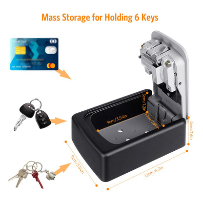 Fayleeko Key Lock Box Wall Mounted — 4-Digit Combo, 5-Key Capacity (Black)