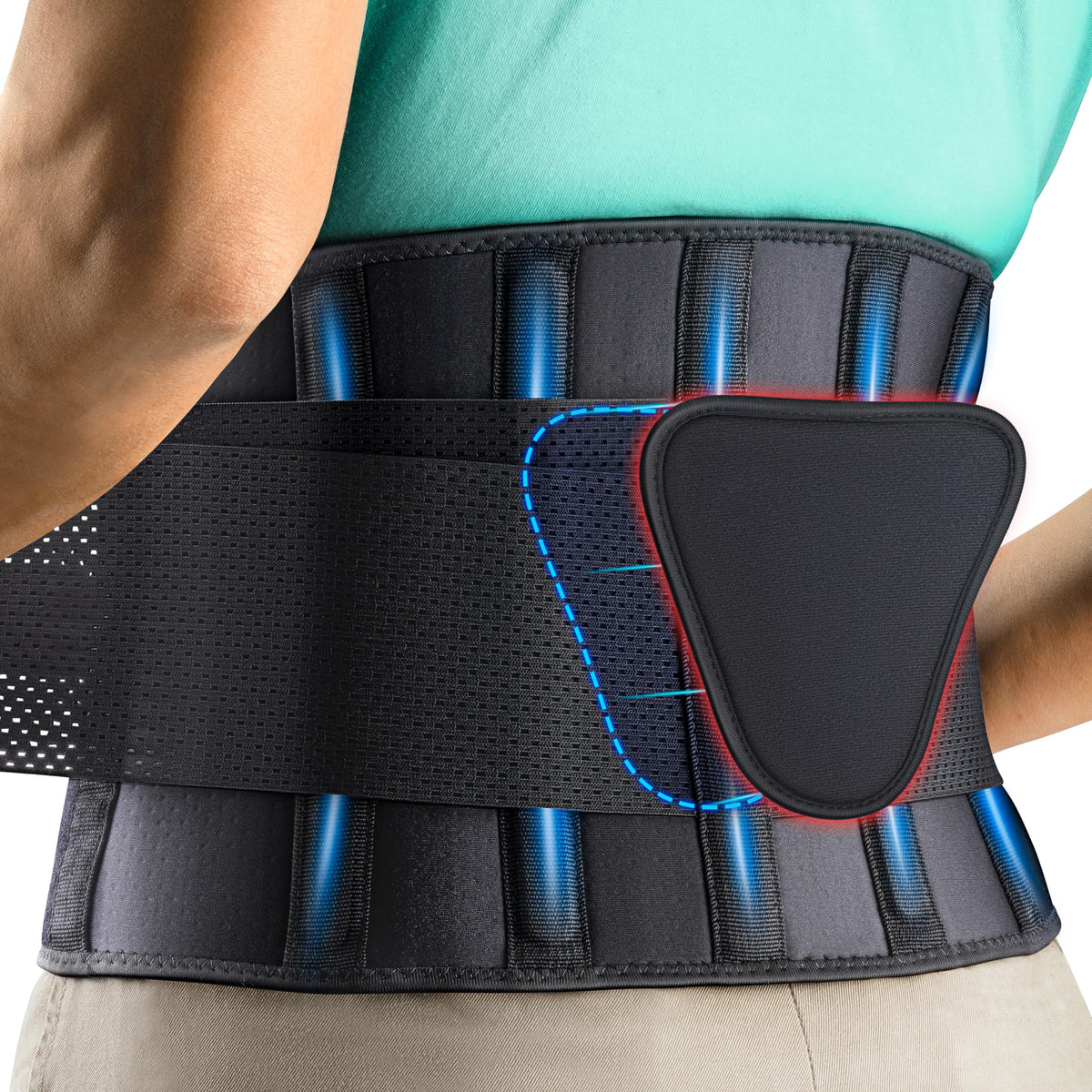 FEATOL Back Brace – Adjustable Lumbar Support Belt for Back Pain, Sciatica, Scoliosis