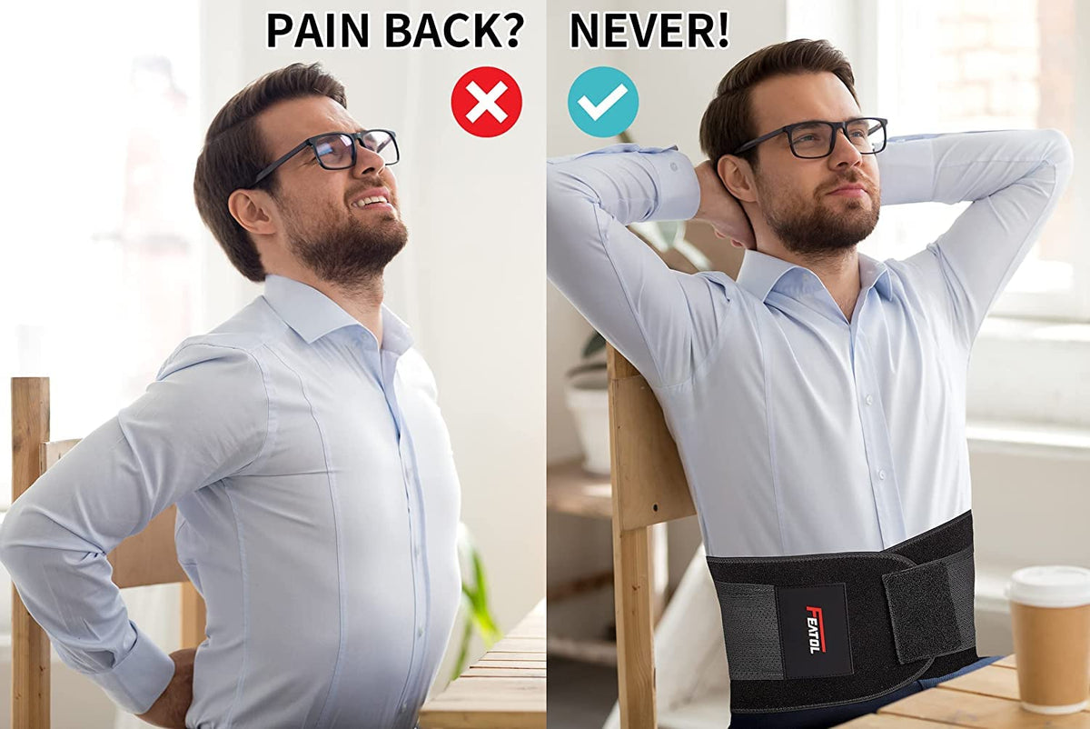 FEATOL Back Brace – Adjustable Lumbar Support Belt for Back Pain, Sciatica, Scoliosis