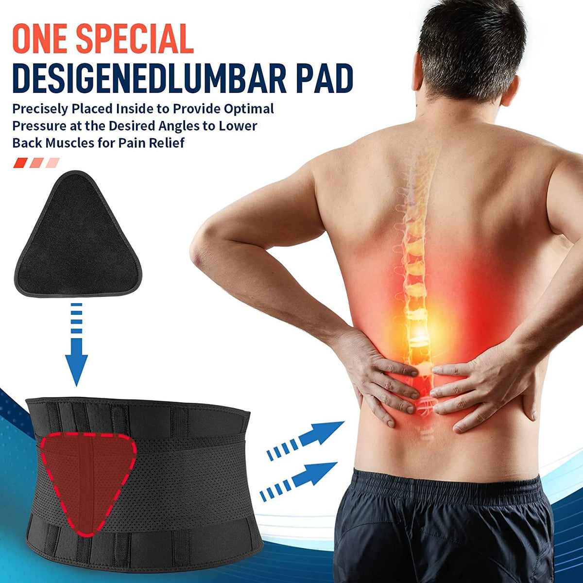 FEATOL Back Brace – Adjustable Lumbar Support Belt for Back Pain, Sciatica, Scoliosis