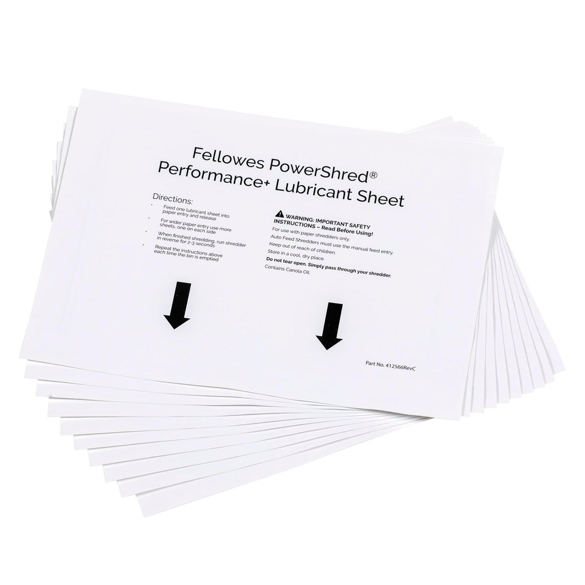 Fellowes Powershred Performance Lubricant Sheets – 10 Pack for Cross-Cut & Micro-Cut Shredders