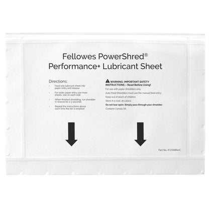 Fellowes Powershred Performance Lubricant Sheets – 10 Pack for Cross-Cut & Micro-Cut Shredders