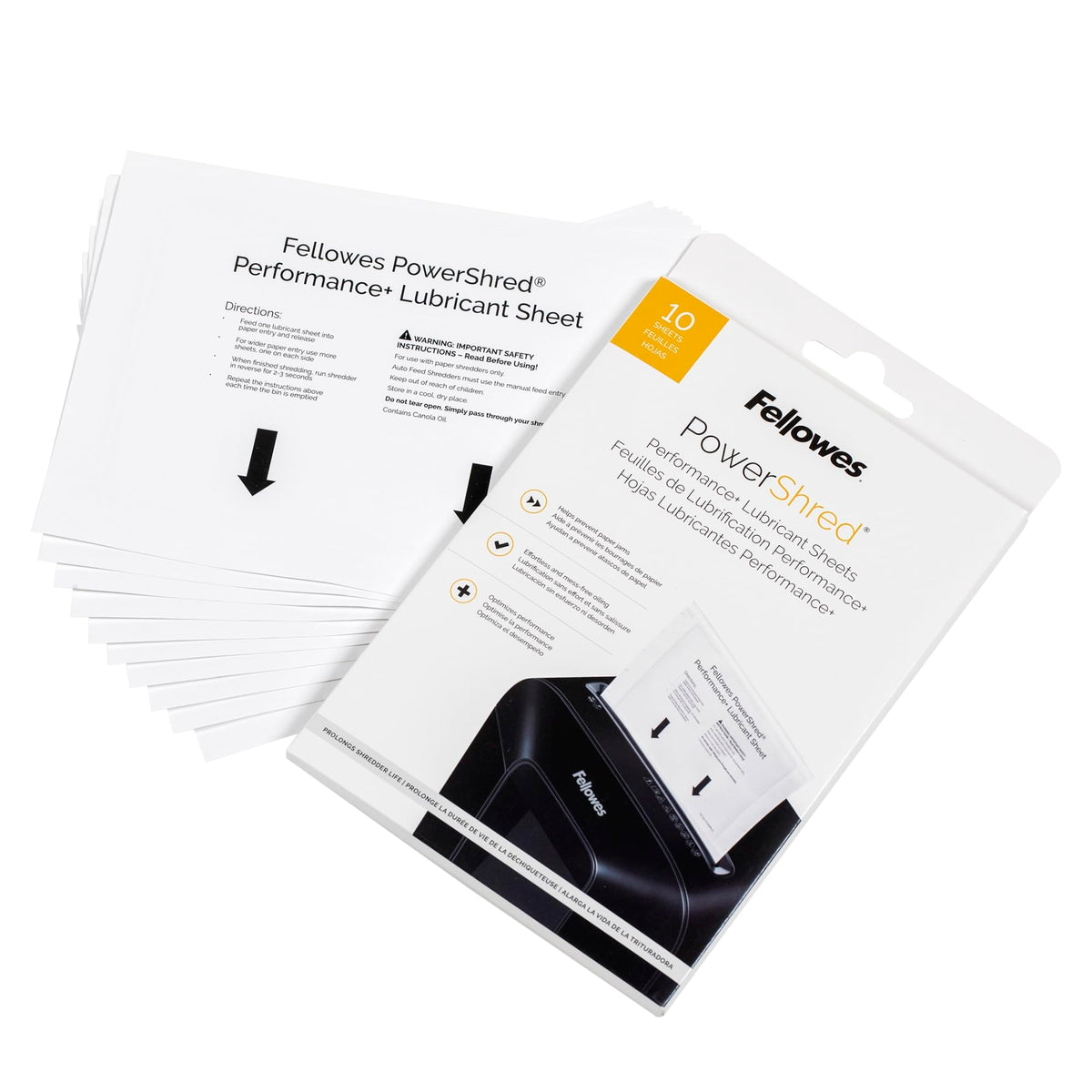 Fellowes Powershred Performance Lubricant Sheets – 10 Pack for Cross-Cut & Micro-Cut Shredders